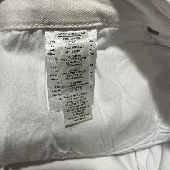Good American Icon Shorts White Denim Plus Size 18 High Rise Raw Hem Bermuda - Picture 9 of 11